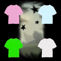 four t - shirts with stars in the background