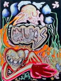 a painting of a heart with the words nuggs'' on it